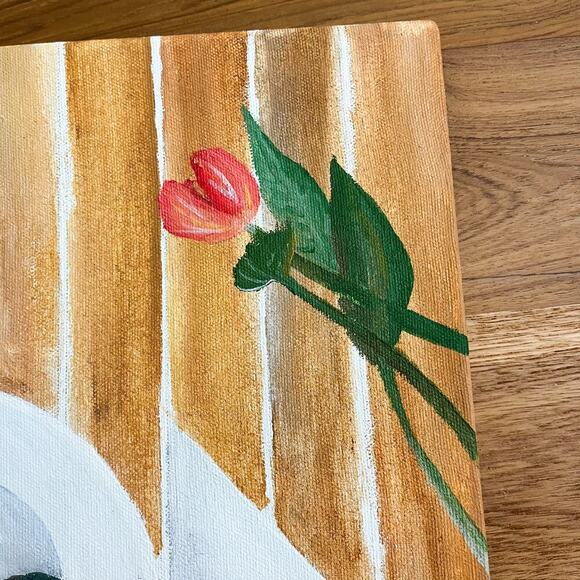 Acrylic Canvas Paintings Breakfast Eggs Sunny Side‎ Set of 2 12X12 Hand Painting - Picture 4 of 12